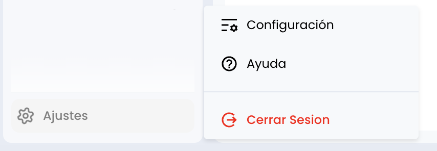Menú Ajustes con la opción Configuración