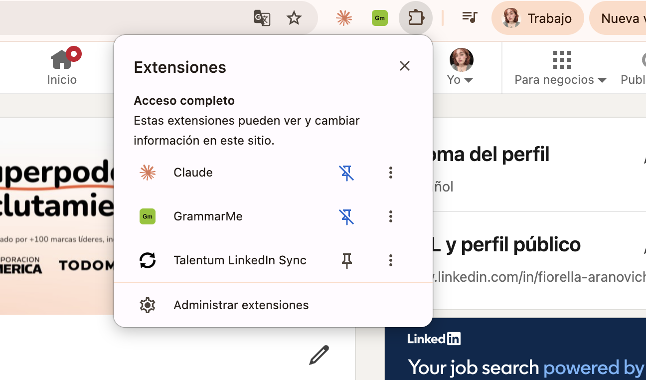 Conectar LinkedIn con Talentum ingresando el email