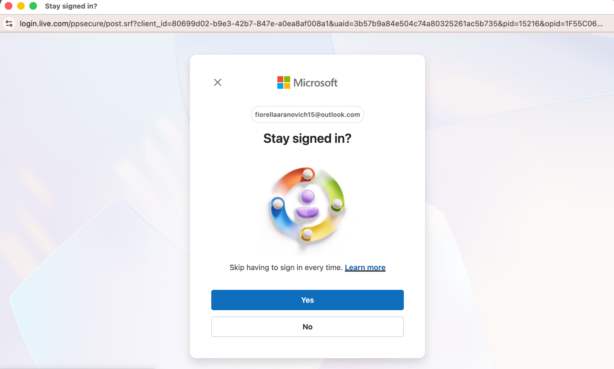 Pantalla de inicio de sesión de Microsoft
