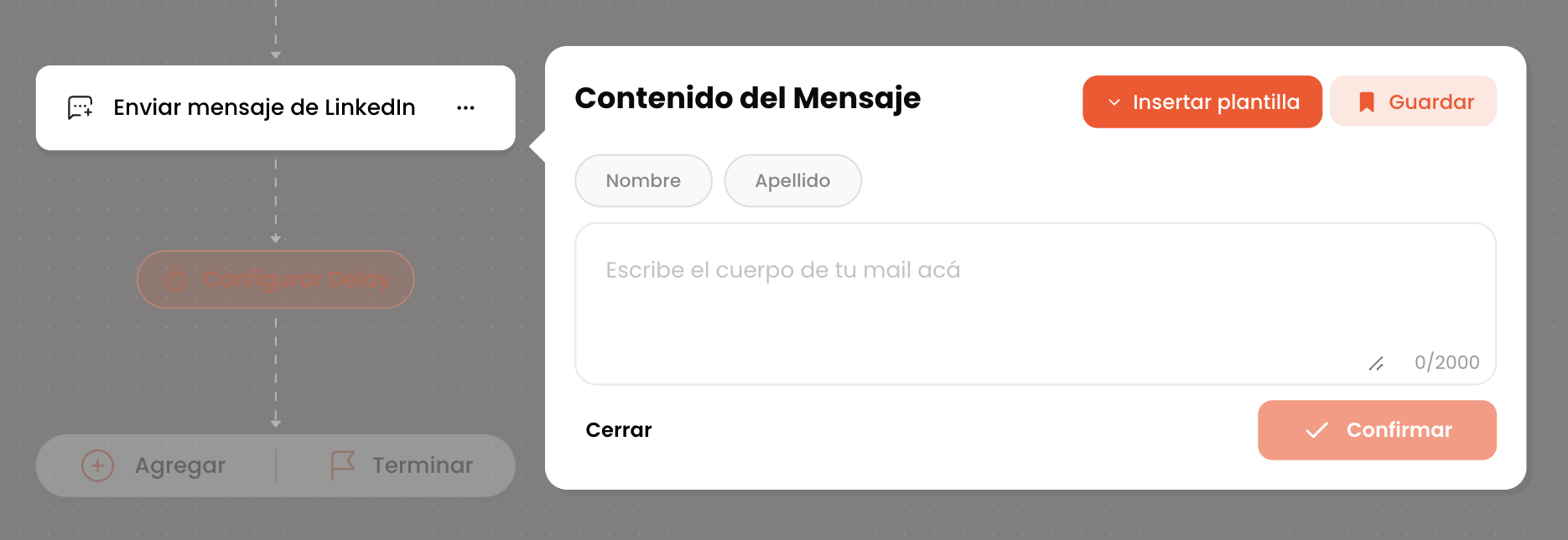 Contenido del mensaje de LinkedIn