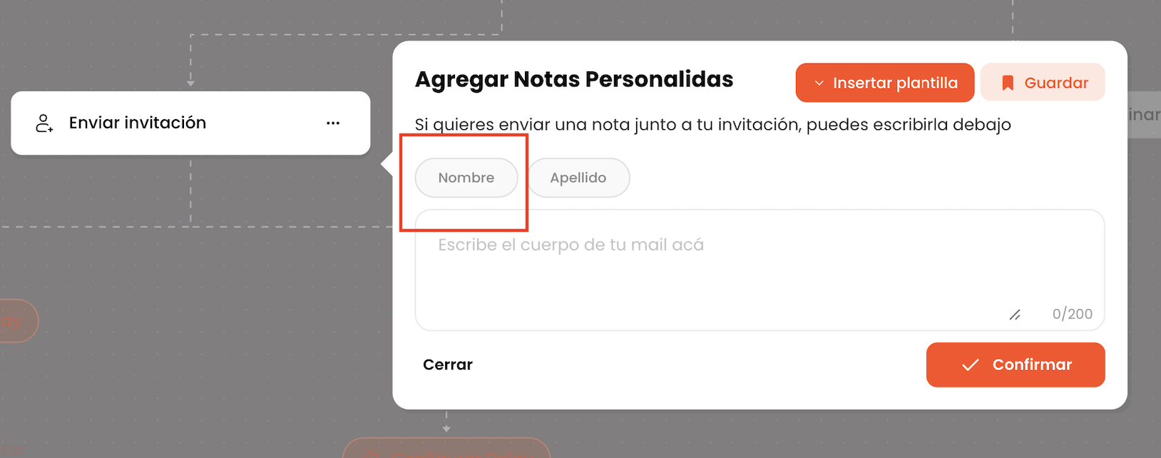 Agregar notas personalizadas al mensaje
