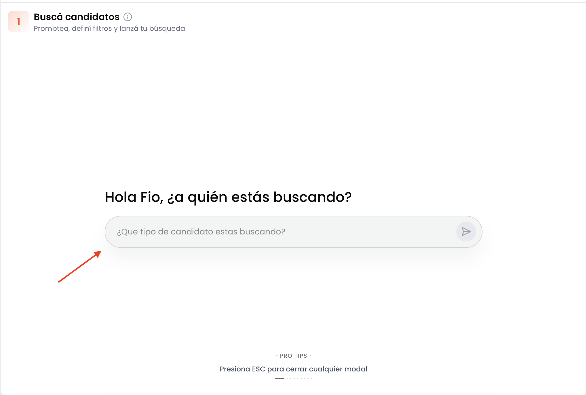 Barra de búsqueda de candidatos en Talentum